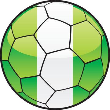 fully editable illustration flag of Nigeria on soccer ball