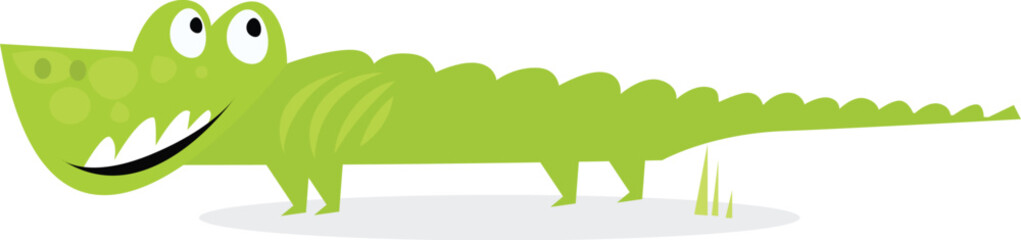 Vector Illustration of happy Croc isolated on white.