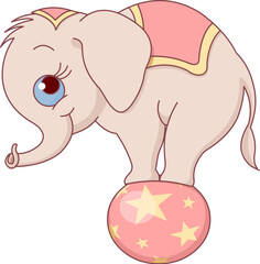 Illustration of a baby elephant on the ball