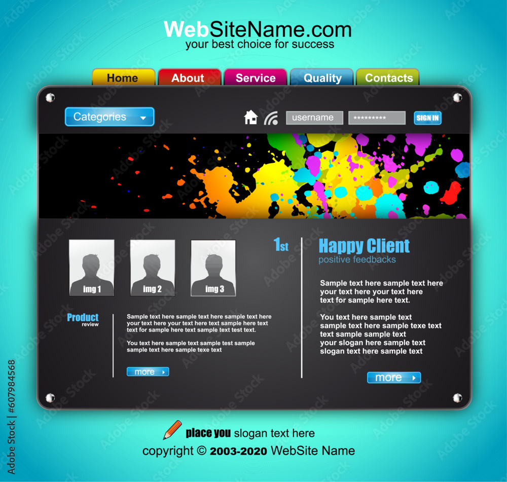 Wall mural modern style artistic colorful website template with space for text