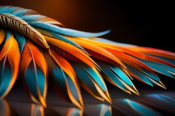 Abstract colorful harlequin macaw feathers background