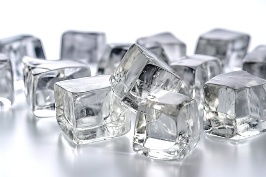 Side view of ice cubes
