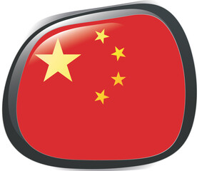 CHINA, shiny button flag vector illustration