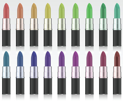 Set of vector colorful lipsticks