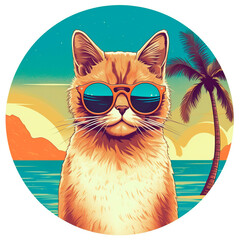 Gato con gafas en la playa