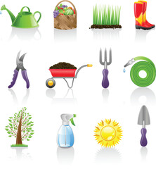 Garden icon set.  Isolated on a white background.