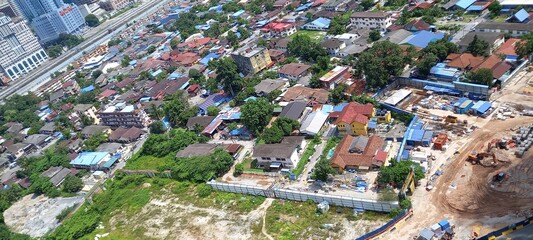 Fototapeta na wymiar the view from the top of a resident's house in kampung baru, kuala lumpur, malaysia