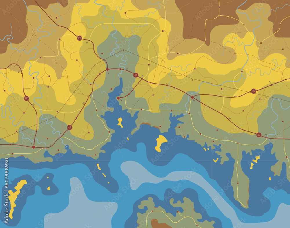Poster generic editable vector map of a coastline with no names