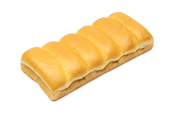 Golden color stack of milky buns pastry isolated on white background