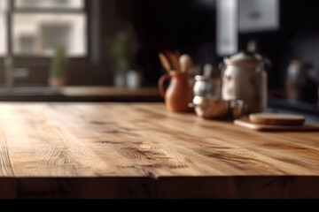 Fototapeta na wymiar Kitchen table with blurred background, IA generativa