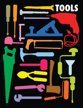 vector set of various tools