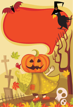 vector illustration of a cute halloween card