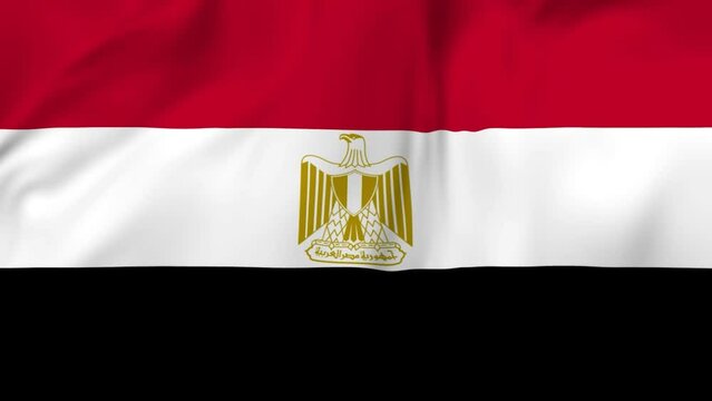 Arising map of Egypt and waving flag of Egypt in background. 4k video.