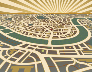 Editable vector illustration of a street map landscape
