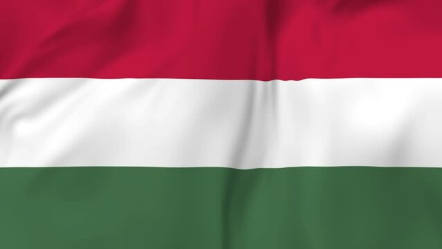 Arising map of Hungary and waving flag of Hungary in background. 4k video.