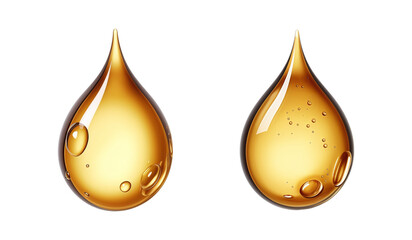 Oil drops. Serum droplet with air bubbles. Skincare gold drops. Generative AI