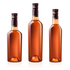 Realistic vector bottles of cognac (brandy). Isolated on white background