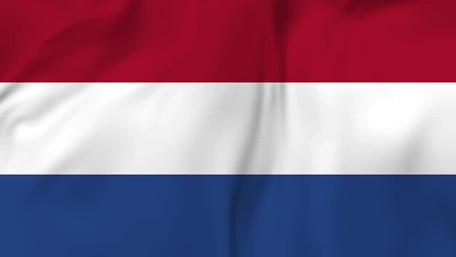 Arising map of Netherlands and waving flag of Netherlands in background. 4k video.