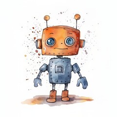 cute android robot with Generative AI technology