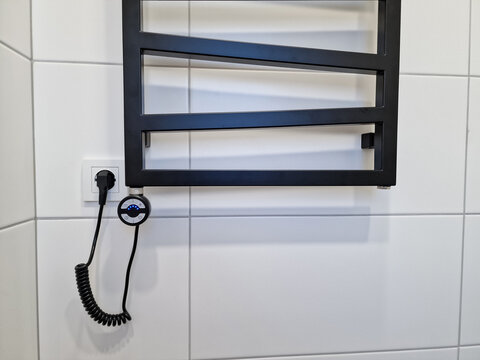 Stylish black electric towel dryer
