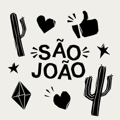 São joão. Saint John in brazilian portuguese. Modern hand Lettering. vector.