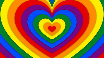Happy Pride Month LGBT Rainbow Pride Flag Heart Tunnel Background