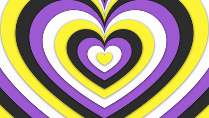 Happy Pride Month Non-binary Pride Flag Heart Tunnel Background