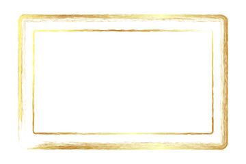 vector simple double line rectangle frame from gold golden crayon, at white background