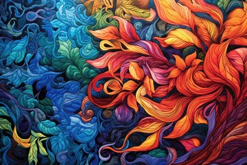 Bursting colors weave a vibrant tapestry. Generative AI