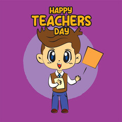 vector happy teacher's day poster template