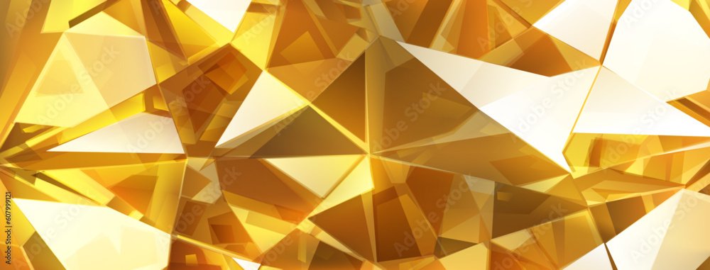 Wall mural Abstract crystal background in yellow colors with refracting of light and highlights on the facets