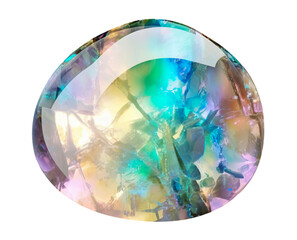 Opal gemstone on transparent background. Generative AI.