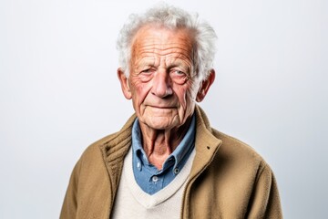 Portrait of an old man on a white background. Isolated.