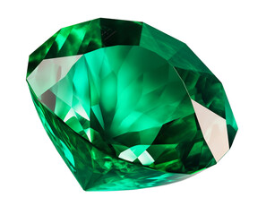 Emerald gemstone on transparent background. Generative AI.