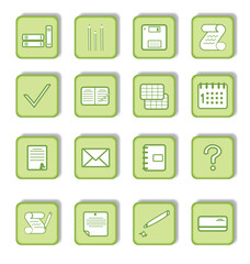 Green sticker with icon 9. Vector