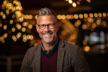 Fototapeta premium Portrait of a handsome senior man with eyeglasses smiling at camera