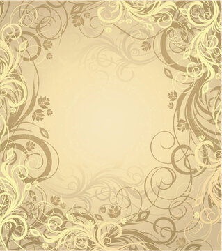 Vector gold and brown floral background with pattern