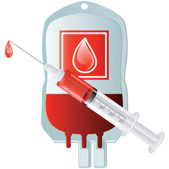 blood donation with syringe - vector illustration