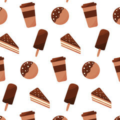 cake ice cream donut coffee brown pattern