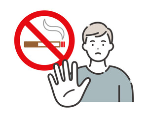 喫煙を否定する若い男性