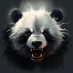 Growling Panda Bear Icon Generative AI