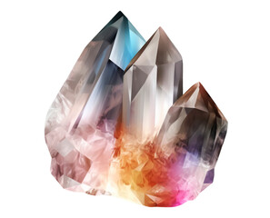 Quartz gemstone on transparent background. Generative AI.