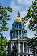 Close up shot of the Colorado State Capitol in Denver, Colorado