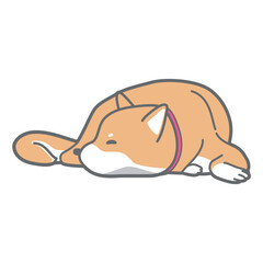 お昼寝中の柴犬のベクターイラスト