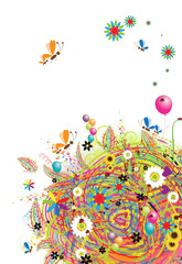Fototapeta na wymiar Happy holiday, funny card with balloons