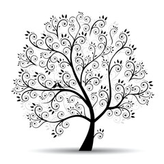 Obraz premium Art tree beautiful, black silhouette