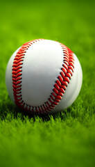 野球ボールと緑の芝　Generative AI