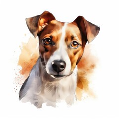 Jack Russell Terrier portrait. watercolor illustration clipart