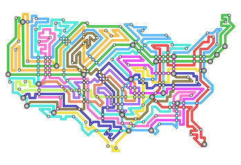Editable vector illustrated map of the USA