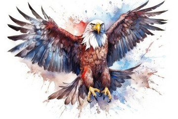 Fototapeta premium american bald eagle with american flag